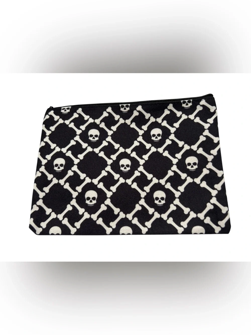Black and White Skull & Bone Zip Pouch - Home Accents